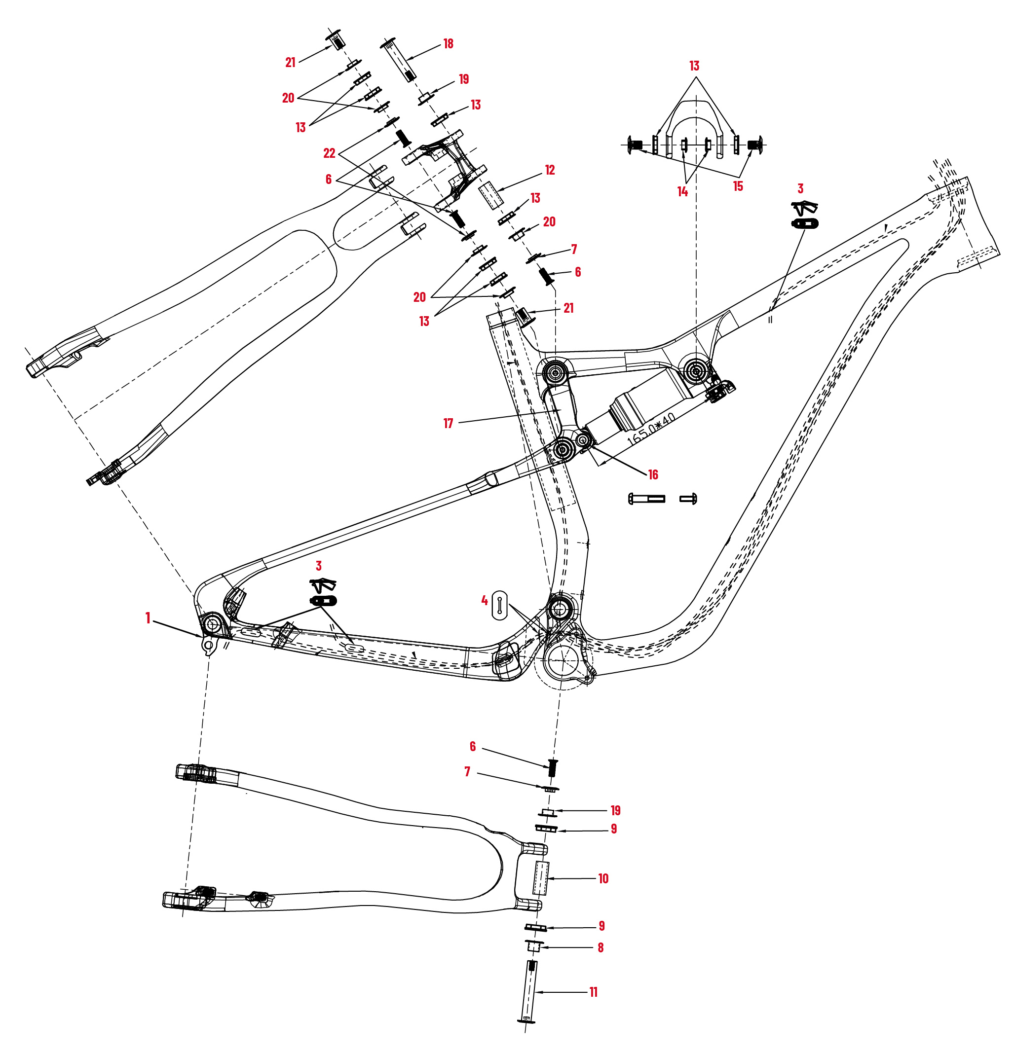 Pivot bolt/ šroub do spodního čepu zadní stavby PELLS Duke FS